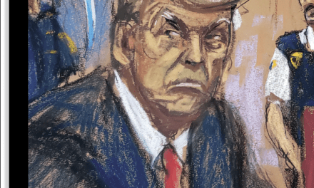 The New Yorker Jane Rosenberg’s “Courtroom Sketch, Manhattan Criminal Courthouse”