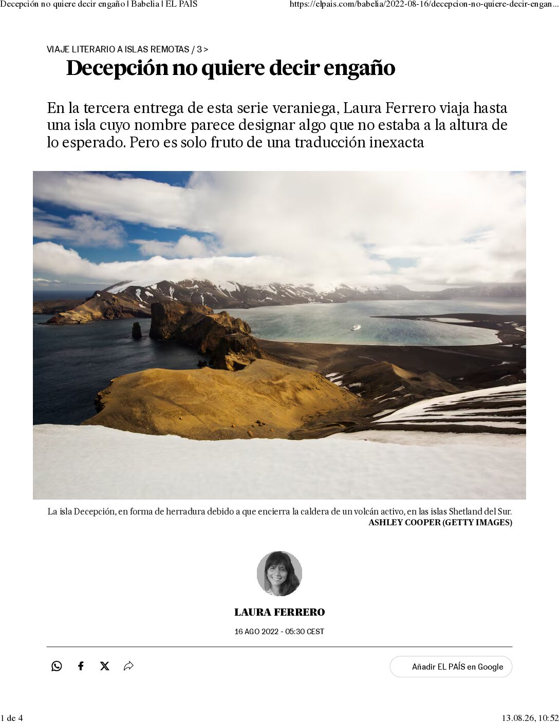 Viaje Literario a las islas remotas 3/3                       Decepción no quiere decir engaño